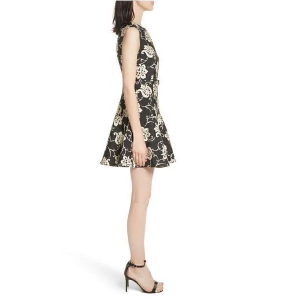 Ted Baker London Women’s Size 0 Ornate Paisley Ruffle Dress Black Fit and Flare - Picture 4 of 15